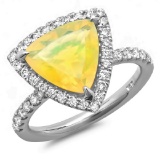 14K Gold 2.00ct Opal & 0.60ct Diamond Ring