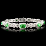 18K Gold 6.47ct Tsavorite & 2.35ctw Diamond Bracel