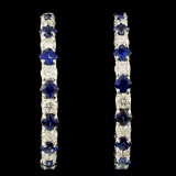 14K Gold 6.14ct Sapphire & 3.21ctw Diamond Earring