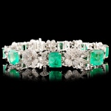 18K Gold 11.92ct Emerald & 2.04ctw Diamond Bracele