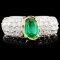 14K TT Gold 1.00ct Emerald & 1.88ctw Diamond Ring