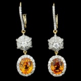 18K Gold 3.51ct Sapphire & 0.93ct Diamond Earrings