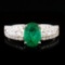 14k White Gold 1.28ct Emerald & 0.42ctw Diamond Ri