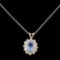 14K Gold 0.94ct Sapphire & 0.58ctw Diamond Pendant