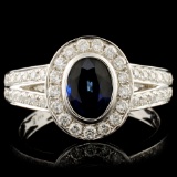 14K Gold 1.28ct Sapphire & 0.49ctw Diamond Ring