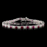 14K White Gold 3.75ct Ruby & 0.85ct Diamond Bracel