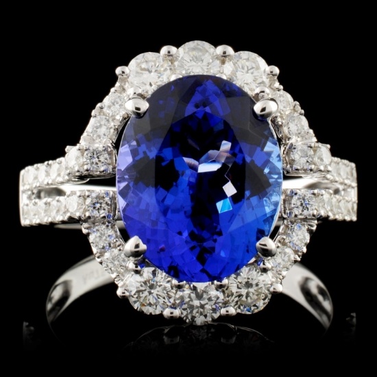 18K W Gold 3.70ct Tanzanite & 0.88ctw Diamond Ring