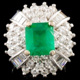 14K Gold 2.00ct Emerald & 2.53ctw Diamond Ring