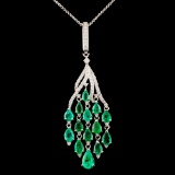 14K Gold 4.40ctw Emerald & 0.75ctw Diamond Pendant