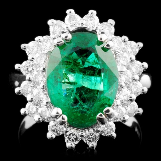 14K Gold 3.88ct Emerald & 1.00ctw Diamond Ring