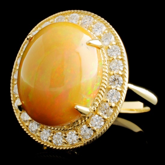 14K Gold 8.57ct Opal & 1.32ctw Diamond Ring