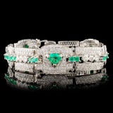 18K Gold 4.77ct Emerald & 7.70ctw Diamond Bracelet