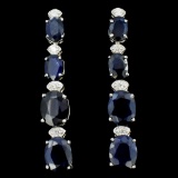 14K Gold 5.00ct Sapphire & 0.35ctw Diamond Earring