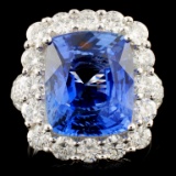 18K Gold 9.28ct Sapphire & 2.70ctw Diamond Ring