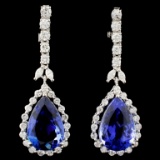 18K Gold 14.24ctw Tanzanite & 1.94ctw Diamond Earr