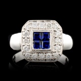 18K Gold 0.32ct Sapphire & 0.36ctw Diamond Ring