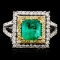 18K Gold 1.15ctw Emerald & 0.86ctw Diamond Ring