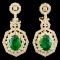 18K Gold 1.98ct Emerald & 1.85ctw Diamond Earrings