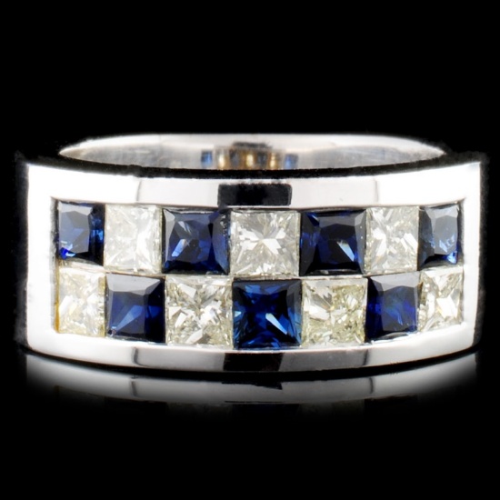 18K Gold 1.48ctw Sapphire & 1.07ctw Diamond Ring
