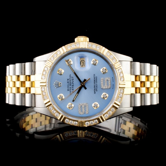 Rolex YG/SS 36MM DateJust Diamond Watch