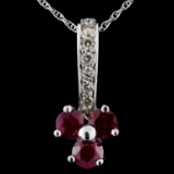 14K White Gold 1.56ct Ruby & 0.23ct Diamond Pendan