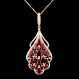 14K Gold 6.45ctw Ruby & 0.87ctw Diamond Pendant