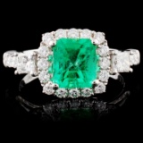 18K White Gold 1.35ct Emerald & 0.82ctw Diamond Ri