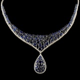 18K Gold 43.98ct Sapphire & 2.53ctw Diamond Neckla