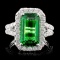 18K White Gold 4.09ct Tsavorite & 1.11ct Diamond R