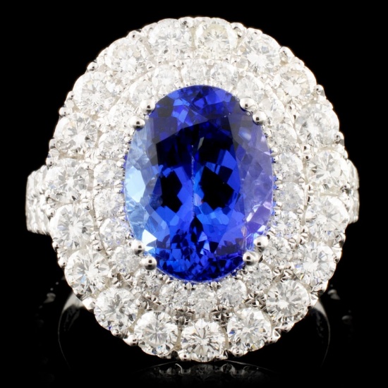 18K Gold 4.02ct Tanzanite & 2.57ctw Diamond Ring