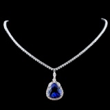 18K Gold 9.73ct Tanzanite & 7.29ct Diamond Necklac