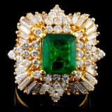 18K Gold 3.00ct Emerald & 2.57ctw Diamond Ring