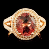 14K Gold 3.61ct Tourmaline & 0.82ctw Diamond Ring