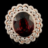 14K Gold 13.57ct Garnet & 2.19ctw Diamond Ring