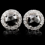 14K White Gold 1.17ctw Fancy Color Diamond Earring