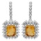 14K Gold 11.50ct Citrine & 2.00ct Diamond Earrings