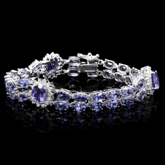 14k Gold 20.00ct Tanzanite & 1.50ct Diamond Brace