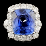 18K Gold 9.28ct Sapphire & 2.70ctw Diam Ring