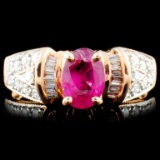 14K Gold 0.98ct Ruby & 0.34ctw Diamond Ring