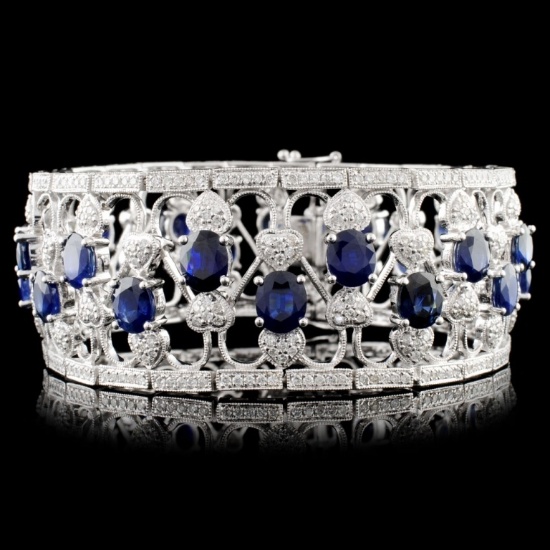 14K Gold 20.92ct Sapphire & 3.76ctw Diamond Bracel