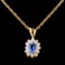 14K Gold 0.45ct Sapphire & 0.18ctw Diamond Pendant
