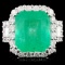 18K Gold 7.93ct Emerald & 1.67ctw Diamond Ring