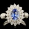 18K Gold 0.99ct Sapphire & 1.04ctw Diamond Ring