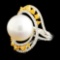 18K Gold 14.00MM Pearl & 1.45ctw Diamond Ring