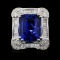 18K Gold 10.71ct Tanzanite & 1.70ctw Diamond Ring