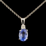 14K Gold 1.00ct Sapphire & 0.06ctw Diamond Pendant