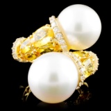 18K Gold 13.00MM Pearl & 0.68ctw Diamond Ring