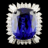 18K Gold 22.45ct Tanzanite & 1.98ctw Diamond Ring