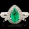 18K Gold 1.24ct Emerald & 0.47ctw Diamond Ring