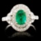 18k White Gold 0.93ct Emerald & 0.82ctw Diamond Ri